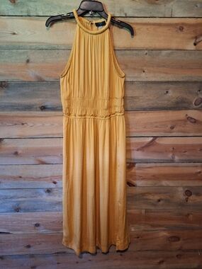 Tahari Mustard Yellow Halter Midi Dress